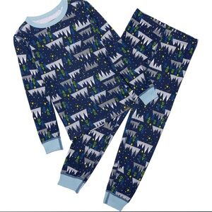 Eddie Bauer 2T Navy Christmas Trees Forest Moon Toddler Boy Cotton PJ Sleep Set